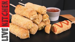 Corn dogs Χωρίς Τηγάνι χωρίς λάδια  σε 10 λεπτά! - Corn Dogs χωρίς ζύμη | Κορν ντογκ