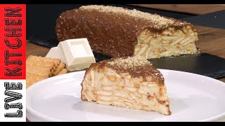 Σε Ελάχιστο Χρόνο Πεντανόστιμος (ΛΕΥΚΟΣ ΚΟΡΜΟΣ) Με λίγα υλικά!! White chocolate Biscuit Cake!!
