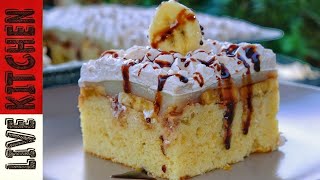 Δροσερό γλυκό ψυγείου με Mπανάνα - BEST BANANA PUDDING POKE CAKE