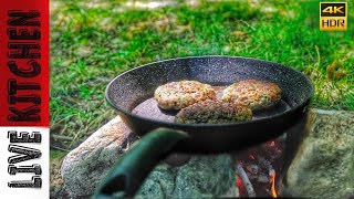 #Μπιφτέκια στο Δάσος - Τα πιο Νόστιμα - BUSHCRAFT  Beef Kebab Live kitchen