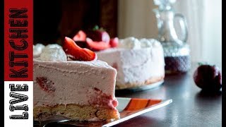 Τούρτα παγωτό φράουλα🍓Strawberry ice cream cake | Live KItchen