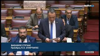 Επίκαιρη Ερώτηση του Προέδρου της Κ.Ο., Βασίλη Στίγκα, προς τον Υπουργό Μετανάστευσης και Ασύλου