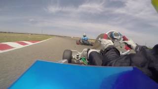 Rotax Max EuroChallenge - Zuera, free practice: Hatzistefanis - Pullinger, wheel to wheel action