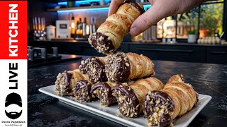 🏅Τραγανά Ρολάκια (Cannoli) με γεύση Φράουλα - Σοκολάτα 👍Εύκολο και εντυπωσιακό γλυκάκι😋